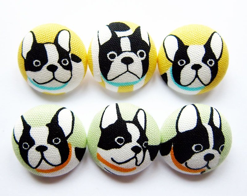 布扣 针织 缝纫 手作材料 波士顿梗犬 钮扣 DIY材料 - 编织/刺绣/羊毛毡/裁缝 - 棉．麻 黄色