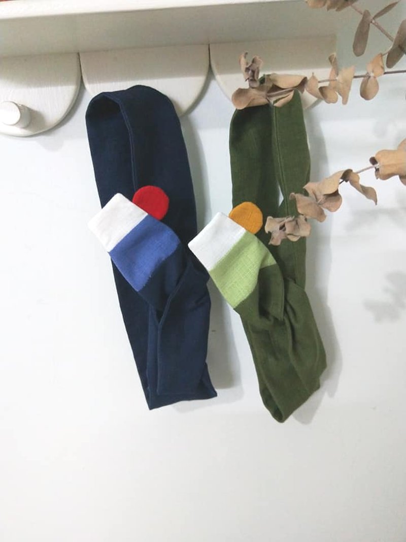 转转发带-富士山-蓝 - 发饰 - 棉．麻 蓝色