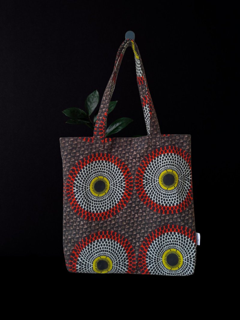 Handmade Summer  African Print Cotton Tote Bag Ankara - 手提包/手提袋 - 棉．麻 咖啡色