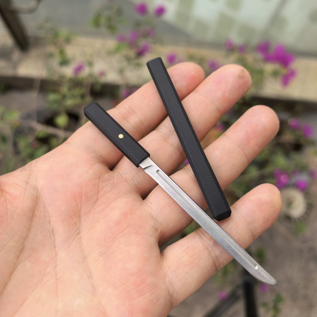 微缩收藏, 碳纤维柄鞘小直刀短刃, 兵人武器手办模型 - 玩偶/公仔 - 不锈钢 