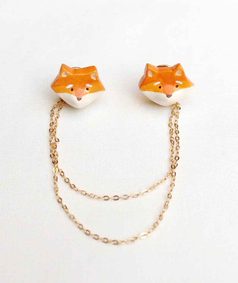 小狐狸 领针 / 胸针 - 胸针 - 粘土 橘色