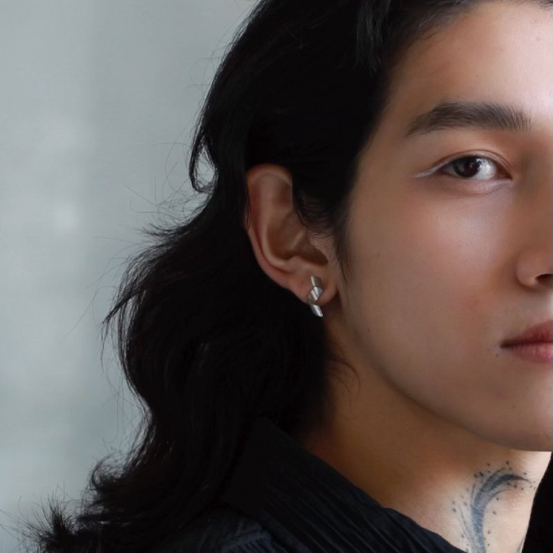 时空回旋耳针 (银) - 耳环/耳夹 - 纯银 银色