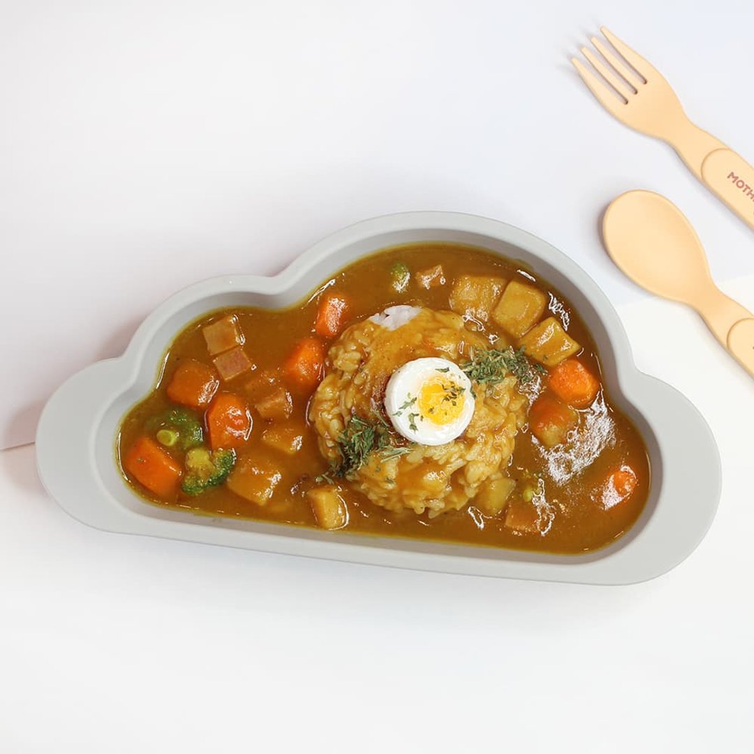 韩国【Mother's Corn】云朵单格硅胶餐盘(天空灰) - 儿童餐具/餐盘 - 其他材质 