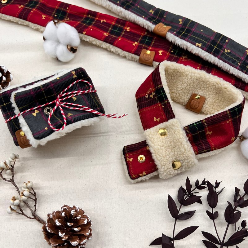 22ただ。ninitada。圣诞经典格纹围巾 - 衣/帽 - 棉．麻 红色