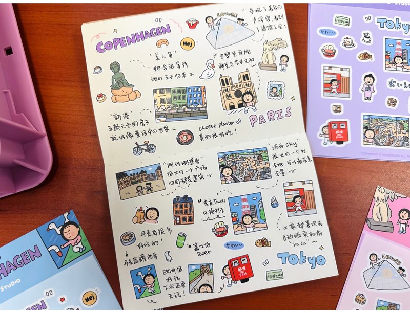 【唐小糖】旅行国家城市贴纸 pet贴纸 自带模切线 - 贴纸 - 纸 多色