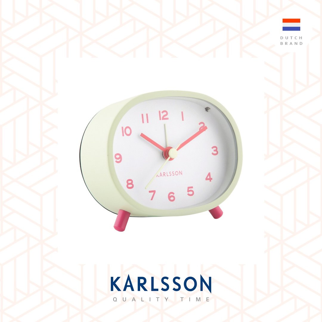 荷兰Karlsson, Alarm clock Cheeky oval soft green 带小夜灯 - 时钟/闹钟 - 其他金属 绿色