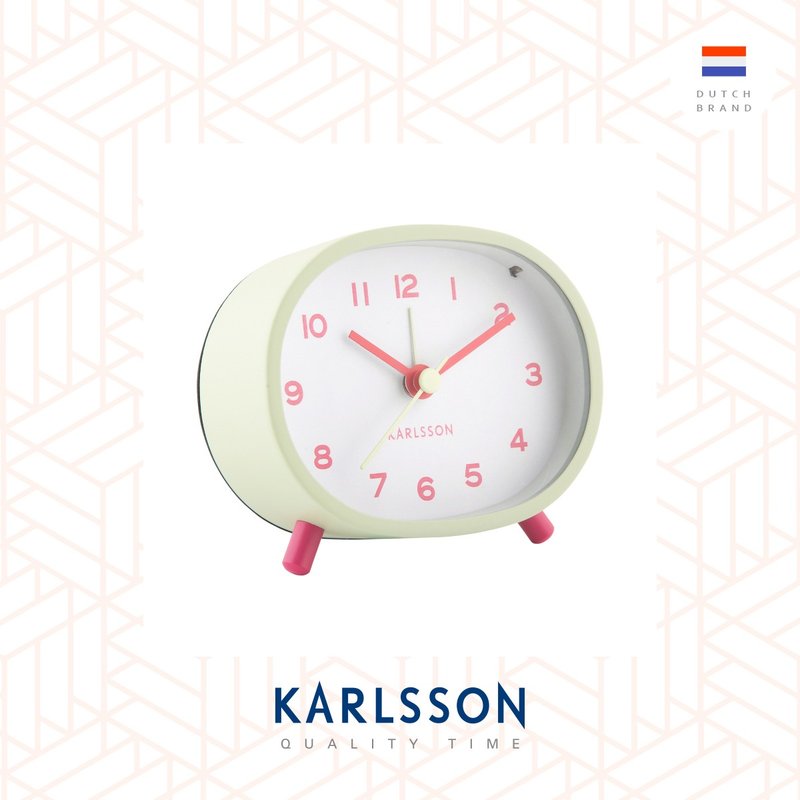 荷兰Karlsson, Alarm clock Cheeky oval soft green 带小夜灯 - 时钟/闹钟 - 其他金属 绿色
