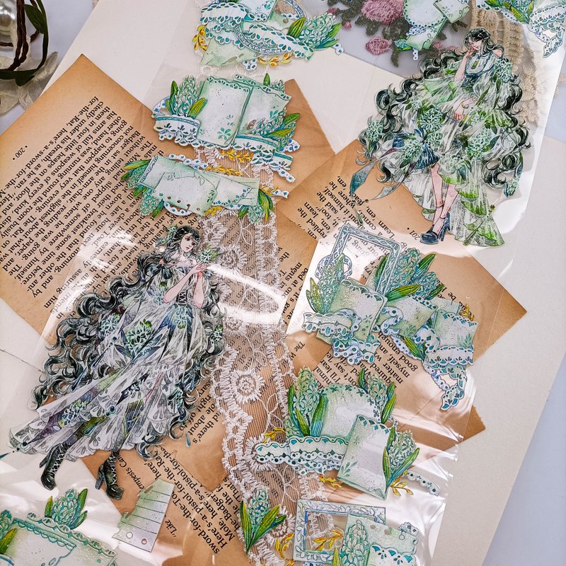 GL1278_風信子少女/裝飾膠帶 - 纸胶带 - 塑料 多色