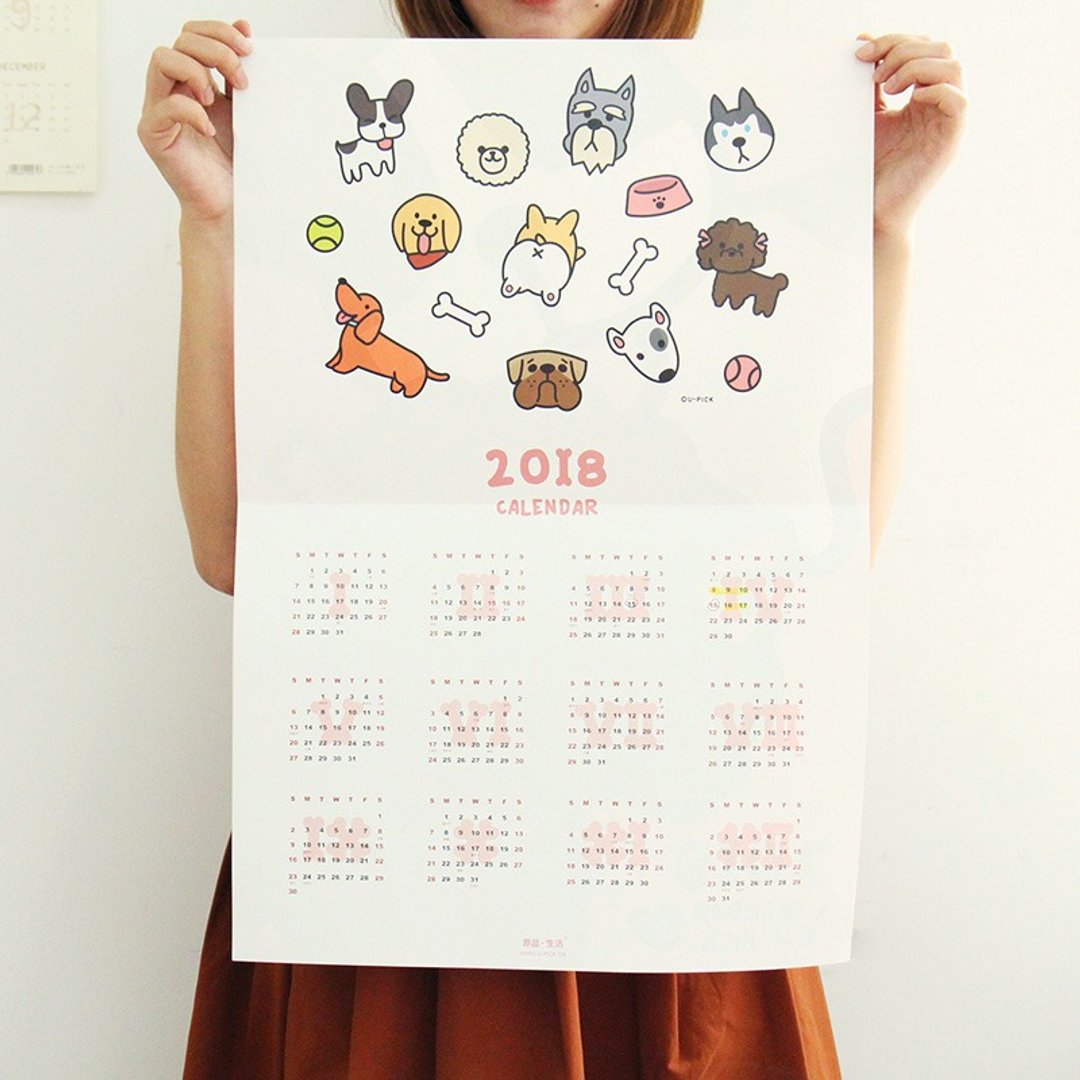 UPICK原品生活 2018年狗年创意全年年历单张挂历日历 - 年历/台历 - 纸 