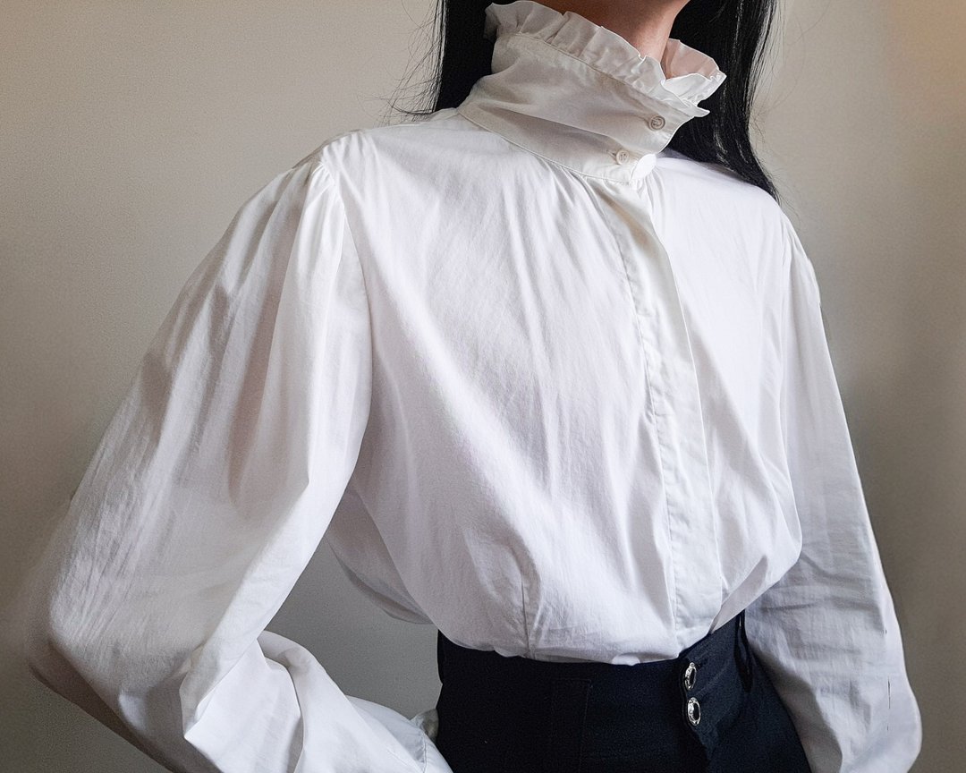 J.B. FOSTER By PESERICO Italy 象牙色棉质衬衫 维多利亚风格高 - 女装衬衫 - 棉 白色