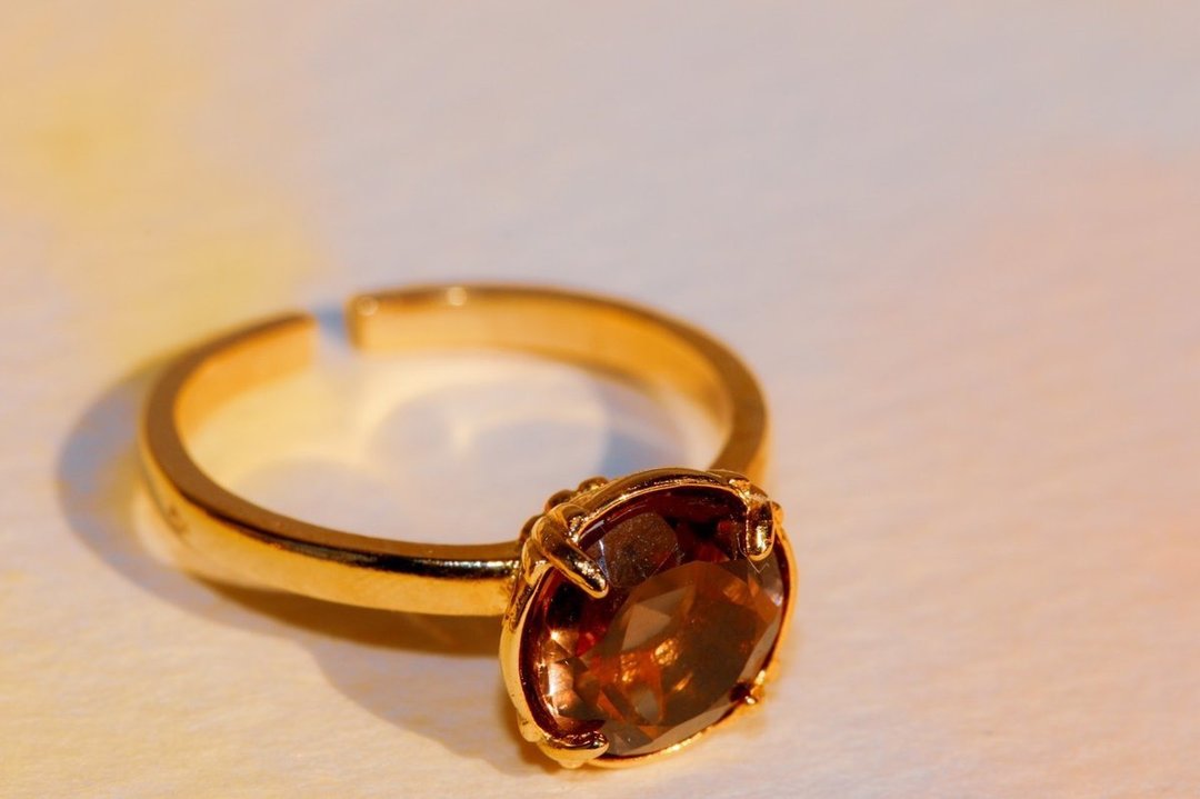 Smokey quartz Faceted round ring - 戒指 - 半宝石 咖啡色
