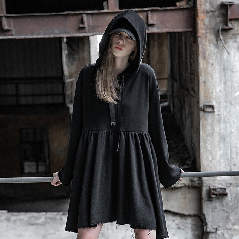 哥德童话学院巫帽连衣裙 - 洋装/连衣裙 - 其他材质 黑色