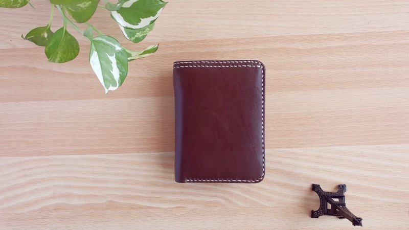 YF22_手作文创 美式手工质感两折竖款短夹轻便短夹 - 皮夹/钱包 - 真皮 多色