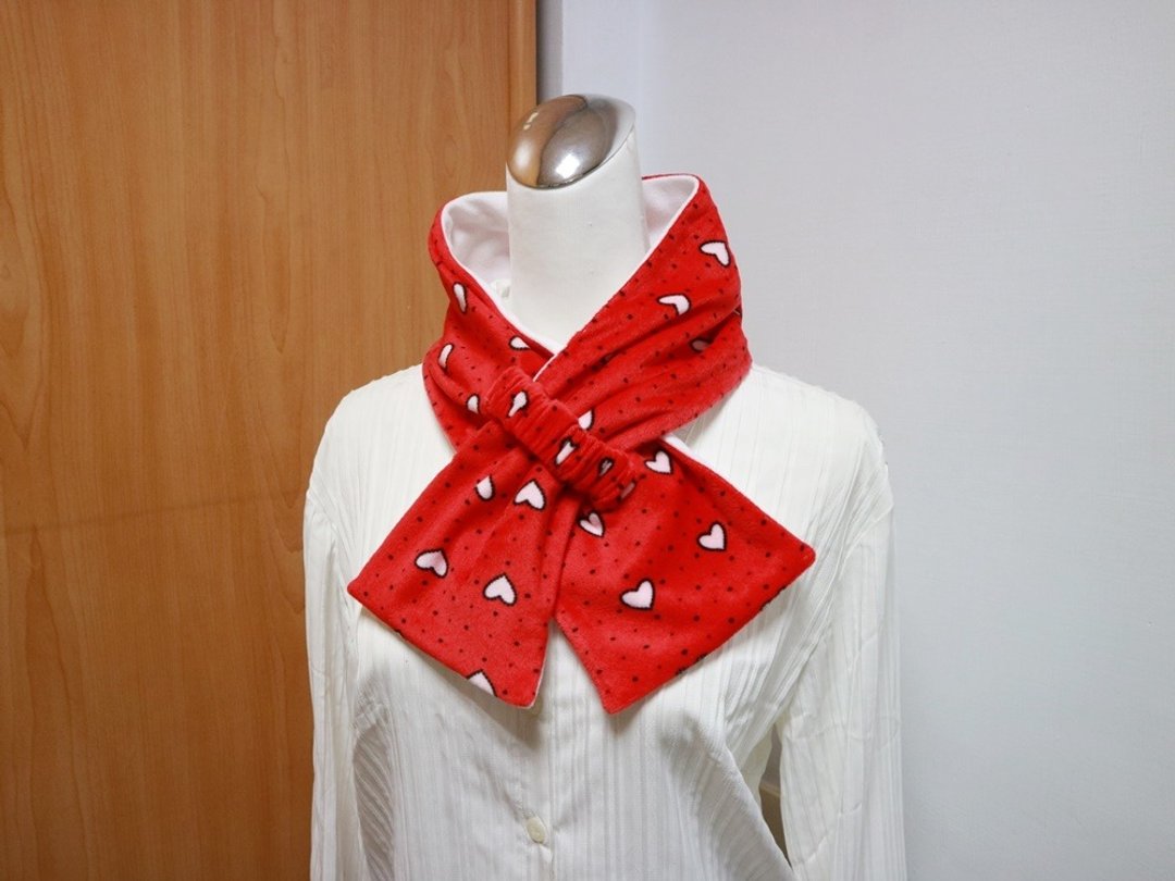 爱心 可调式短围巾.scarf 保暖围脖 双面双色 大人.小孩均适用 - 围巾/披肩 - 其他材质 红色