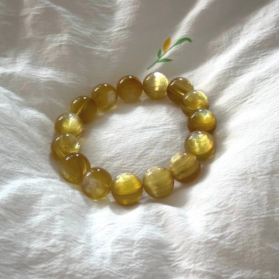 曦禾日色金锂云母祖母晶丨亚特兰提斯水晶灵气能量丨弥雅原创设计 - 手链/手环 - 水晶 黄色