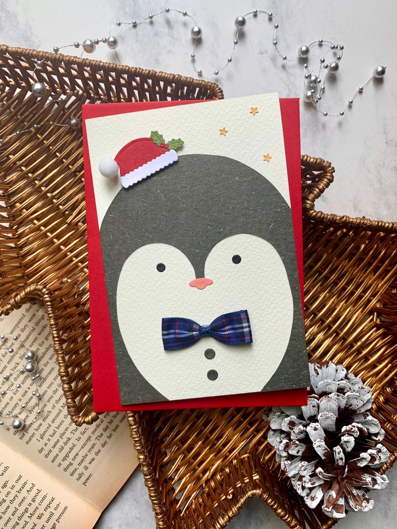 圣诞卡片/企鹅卡片Christmas Card_领结企鹅 - 卡片/明信片 - 纸 黑色
