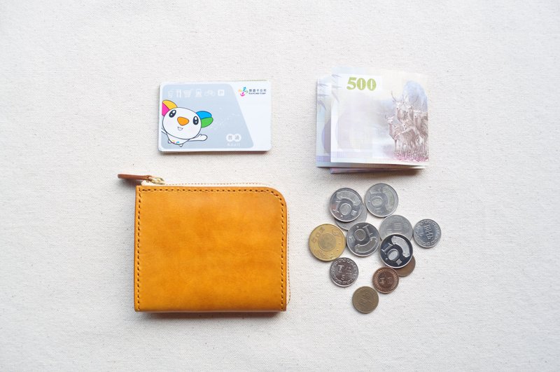 L型皮革拉链钱包 / 多用途拉链钱包-铭黄 - 皮夹/钱包 - 真皮 
