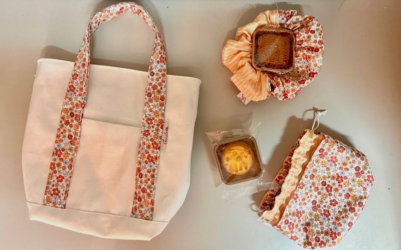 橙系列 包括手袋、束绳袋、发圈 - 束口袋双肩包 - 棉．麻 橘色