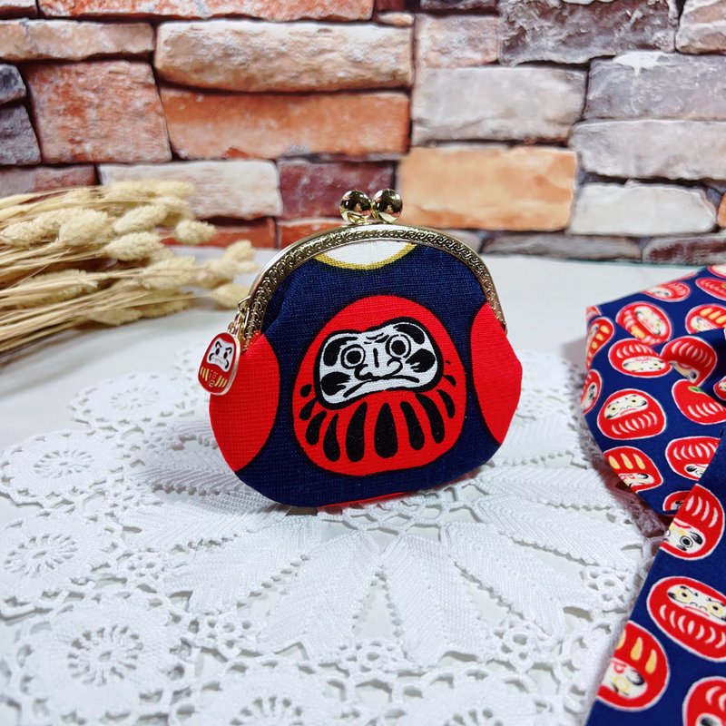 达摩口金零钱包~附小吊饰 - 零钱包 - 棉．麻 
