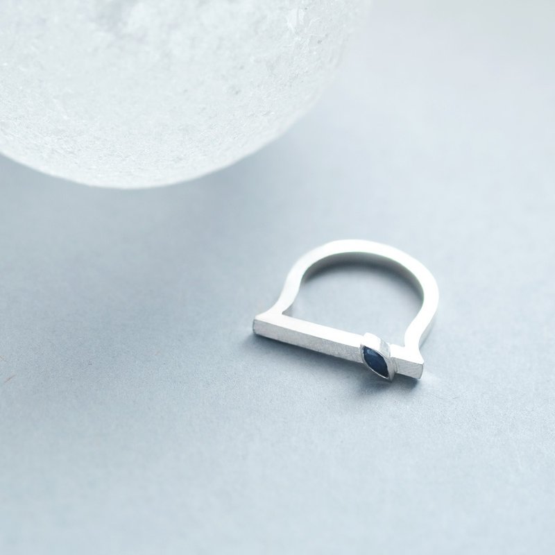 公主方 天然蓝宝石 台戒指 银 925 - 戒指 - 其他金属 蓝色