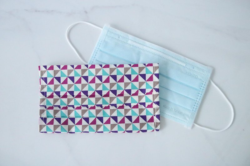 口罩套-三角 - 口罩 - 棉．麻 紫色