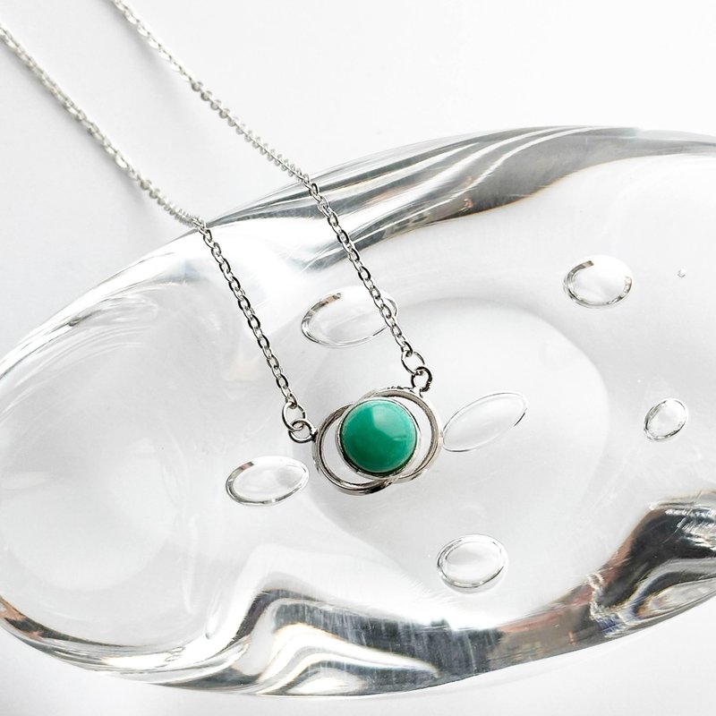 双环【Jade】景泰蓝纯银面坠饰 - 项链 - 玻璃 绿色