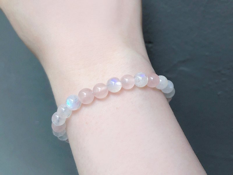 天然粉晶x月光石手链-Cameron.招桃花.感情运 - 手链/手环 - 水晶 粉红色