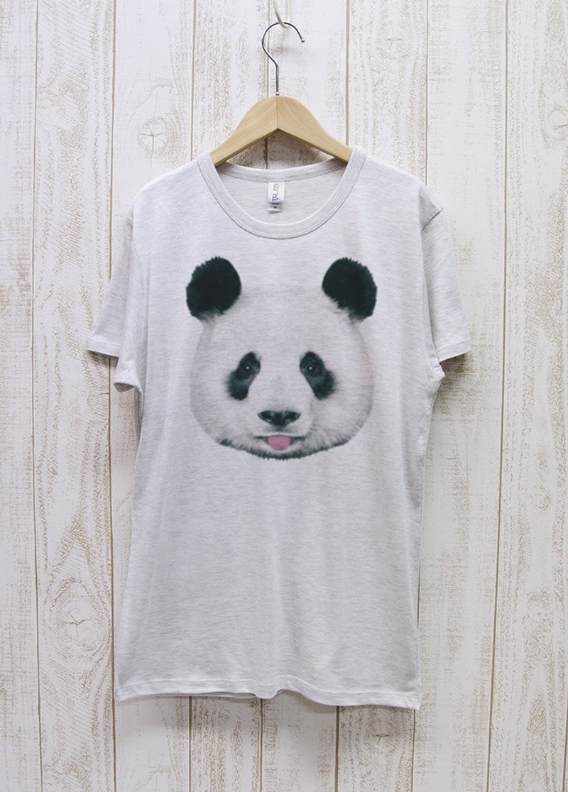 ronronPANDA Tee Beh Heather White / R024-TT-HWH - 中性连帽卫衣/T 恤 - 棉．麻 白色