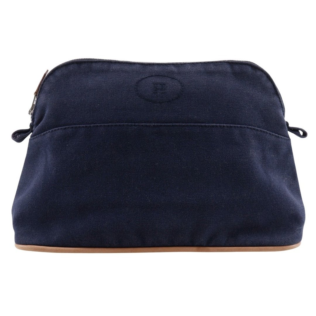 【日本直送】爱马仕 HERMES Bolide Pouch 25 化妆包 棉质帆布 深蓝色 男女皆宜【二手】 - 化妆包/杂物包 - 棉 蓝色