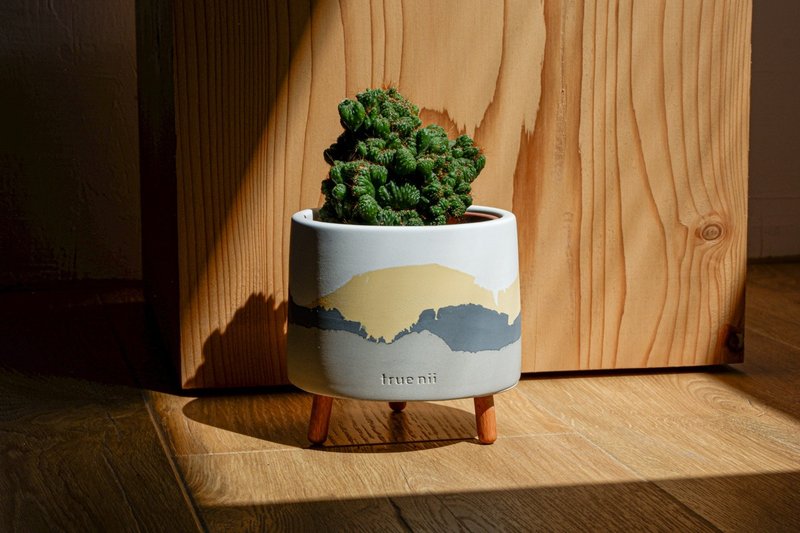 初泥 true nii | 长脚的水泥盆(L) -小春日和 - 植栽/盆栽 - 水泥 黄色