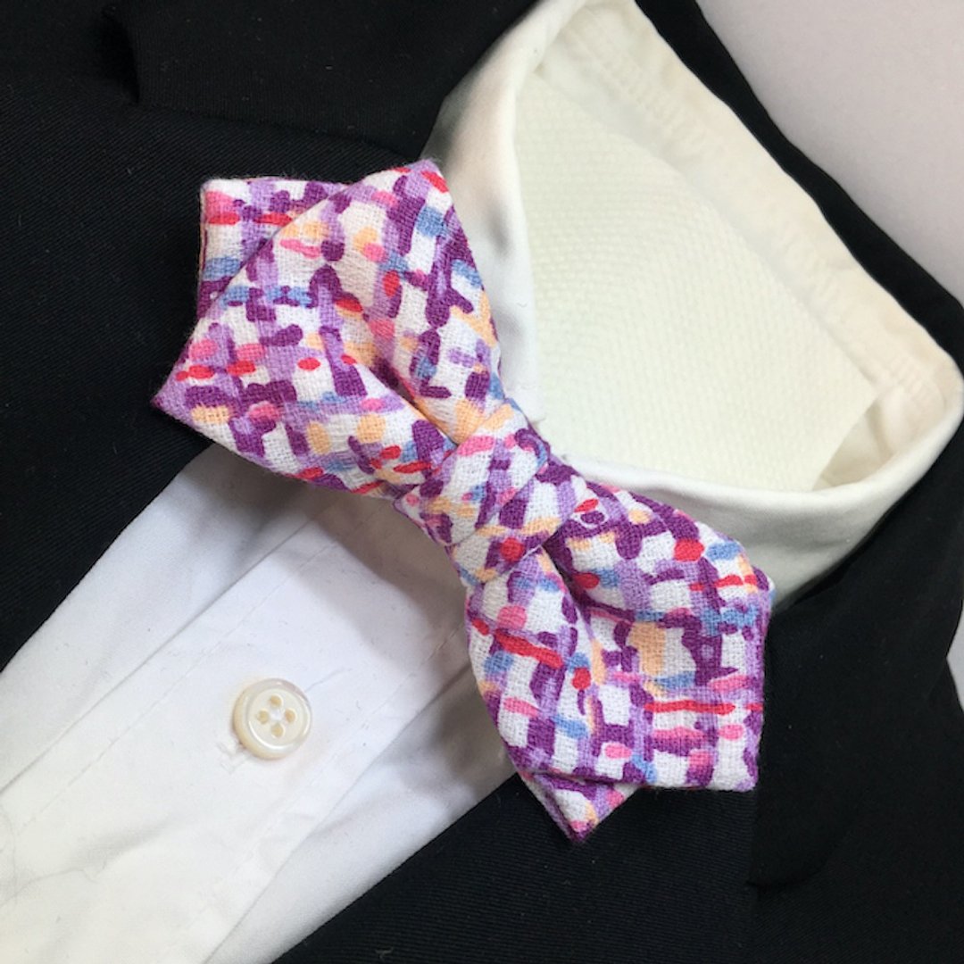 Crossover regimental bowtie butterfly Purple - 领结/领巾 - 棉 紫色