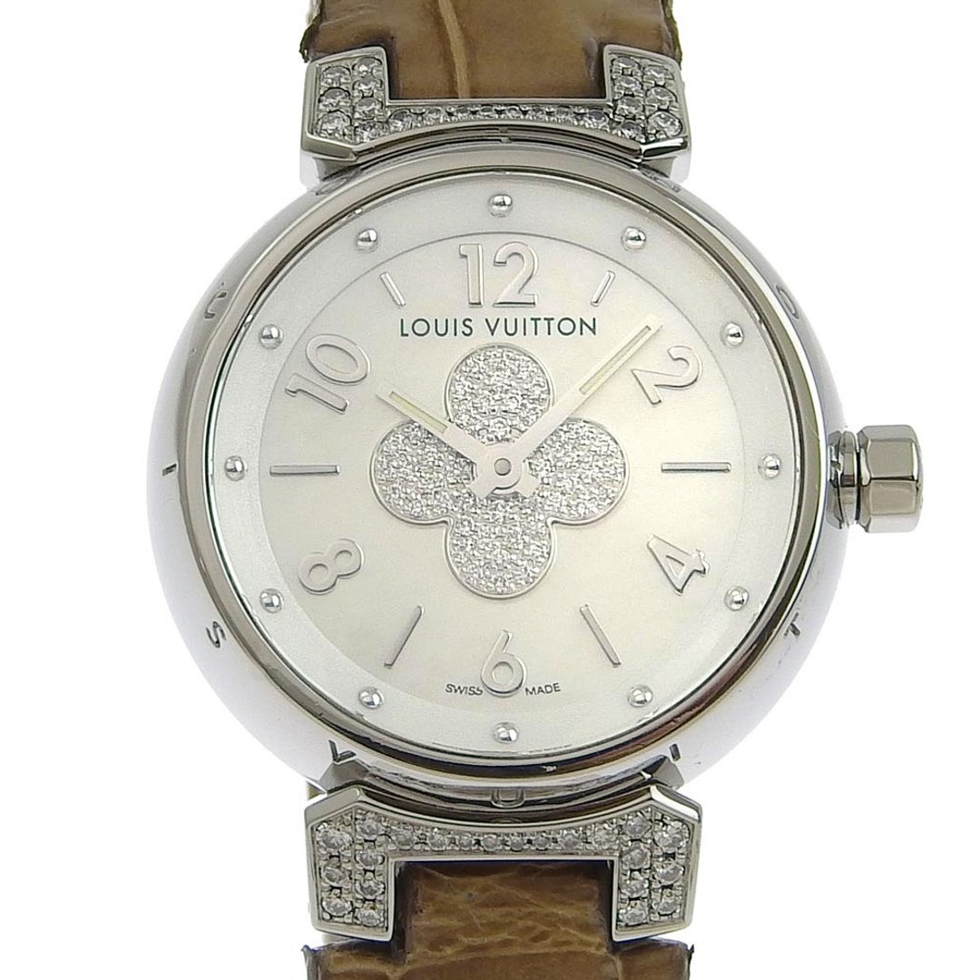 【日本直送】路易威登 LOUIS VUITTON Tambour 腕表 Forever Q1121P 石英机芯 银色贝壳纹表盘 女用【二手】 - 女表 - 不锈钢 银色
