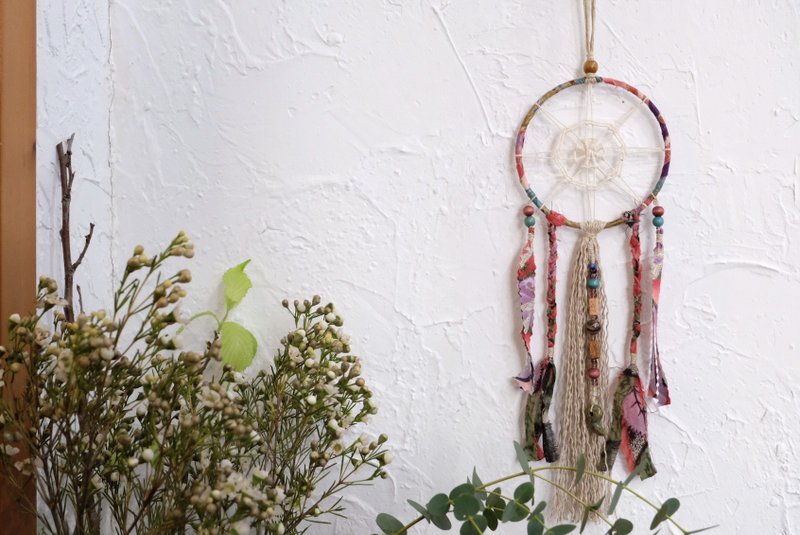 和风捕梦网挂饰 - 勾玉吊饰 - 摆饰 - 棉．麻 粉红色