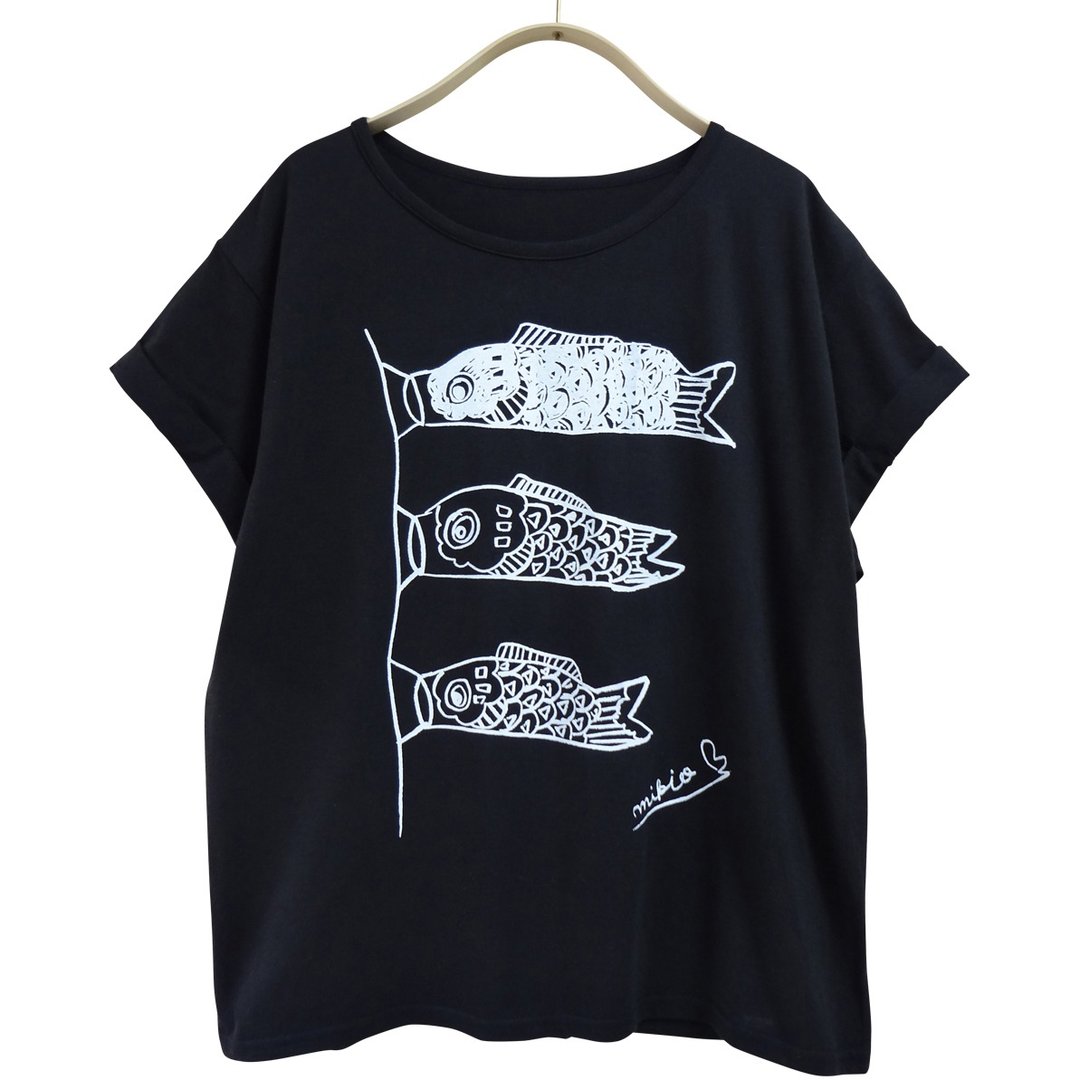Koinobori Easy-fit Women's T-shirt Monocolor 鲤鱼 Koifish - 女装 T 恤 - 棉 黑色