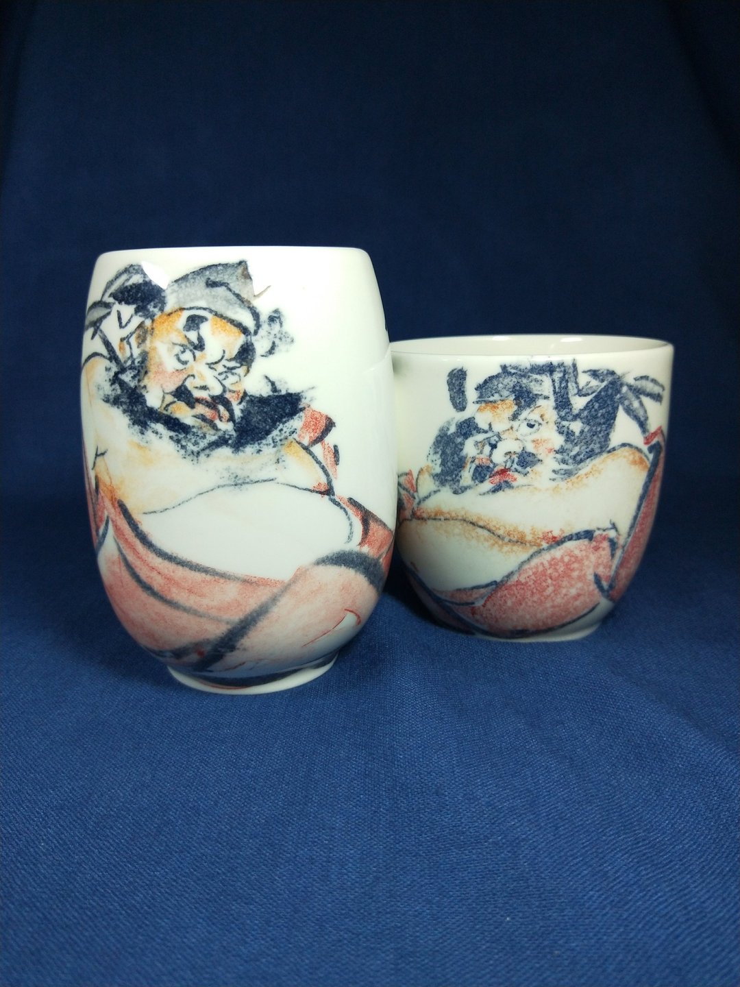 锺馗吉祥如意对杯 艺术家 陈士侯 手绘 - 茶具/茶杯 - 瓷 白色