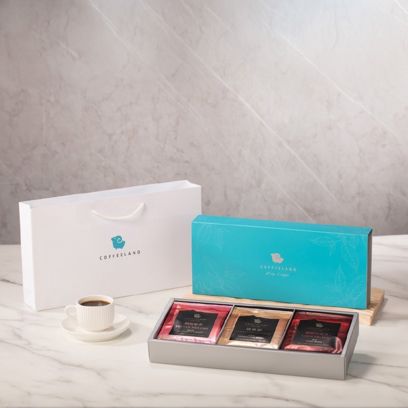 COFFEELAND | 伴手礼盒-9入滤挂咖啡-金萃款(缤纷/胡桃钳/浓情) - 咖啡 - 新鲜食材 蓝色