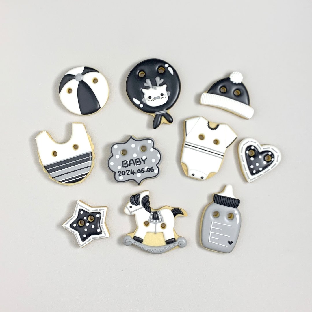 里欧娜手作 ((小龙底迪))10片-黑白 - 手工饼干 - 新鲜食材 黑色