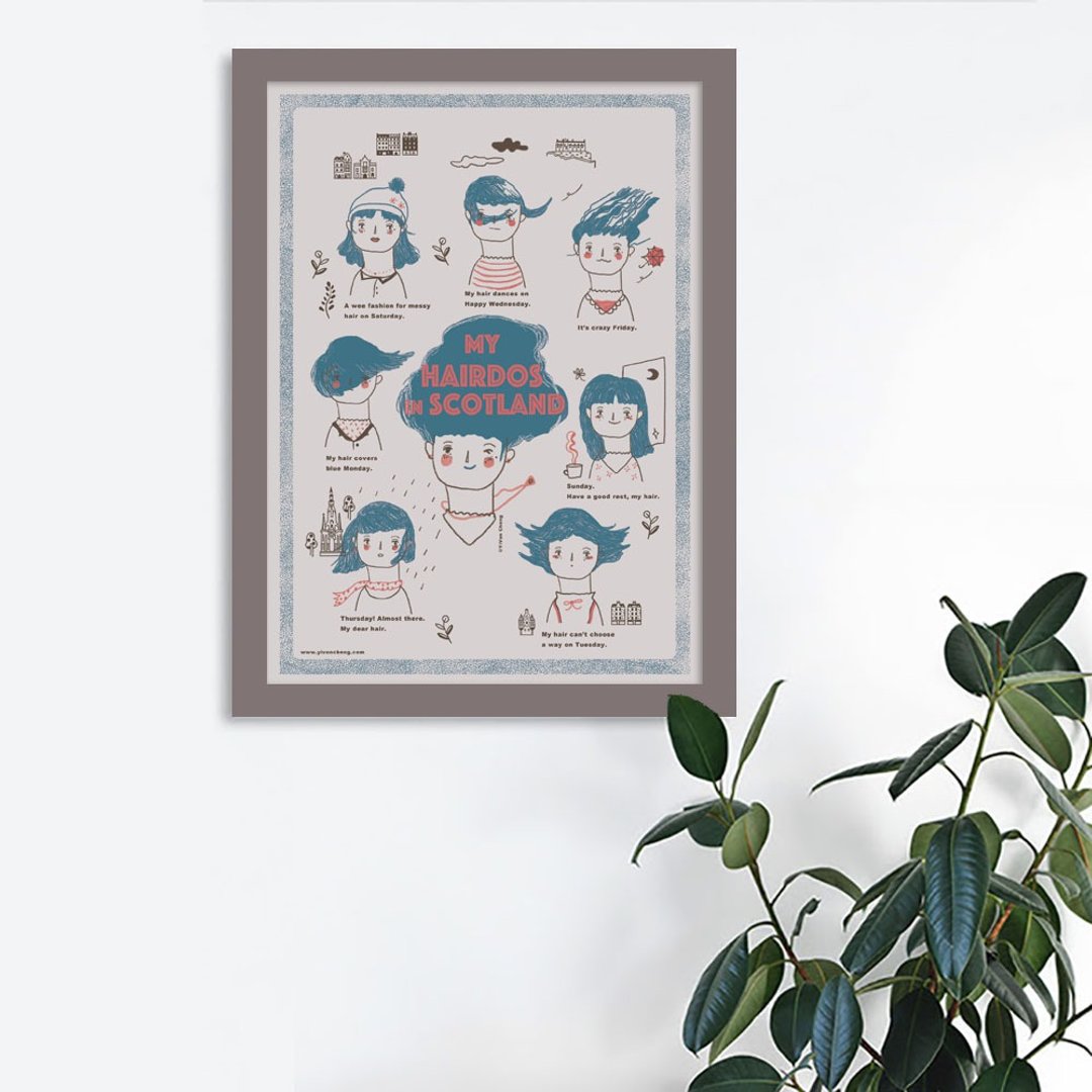限量 我在苏格兰的发型 孔版印刷Risograph 居家布置 - 海报/装饰画/版画 - 纸 多色