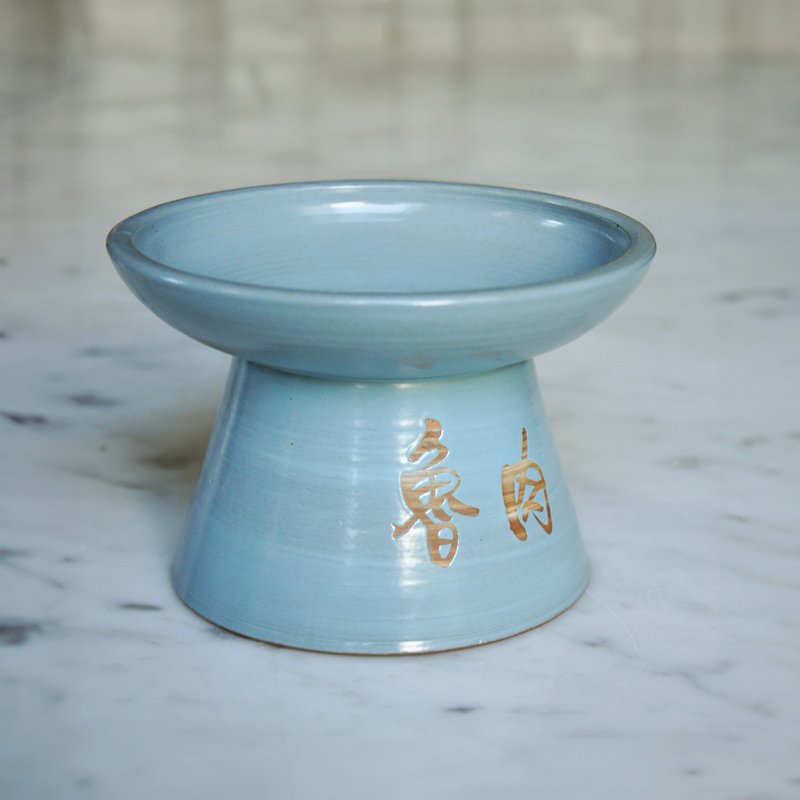 定制陶瓷猫狗碗 陶瓷倒钩碗 宠物碗 - 碗/碗架 - 陶 蓝色