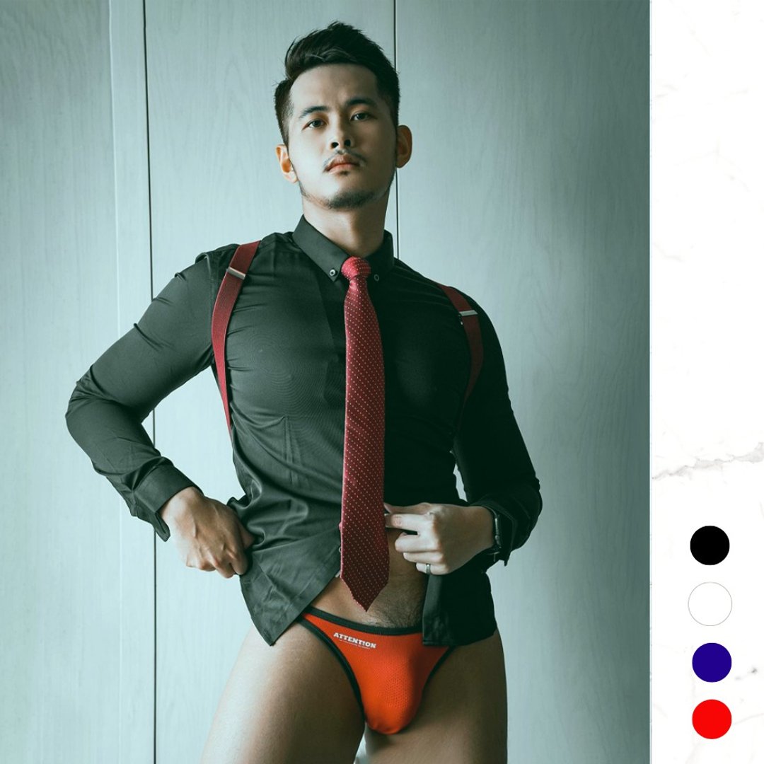 AttentionWear极裸超低腰系列三角内裤【红色警戒】│ATTENTION - 男士内衣裤 - 聚酯纤维 红色