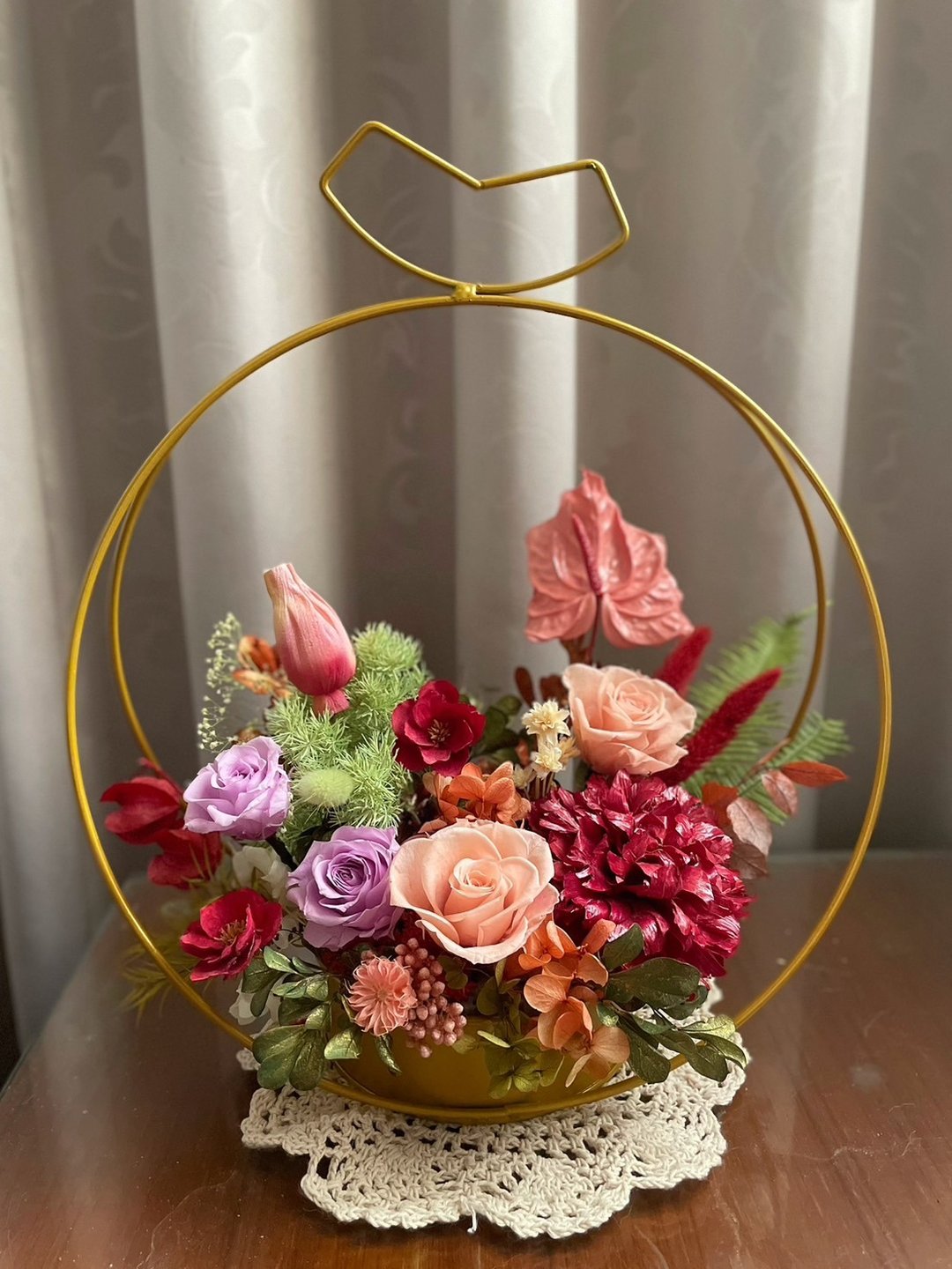 【花诉花艺】红紫色系列永生桌花/开幕花礼/升迁花礼/祝贺花礼 - 干燥花/捧花 - 植物．花 多色