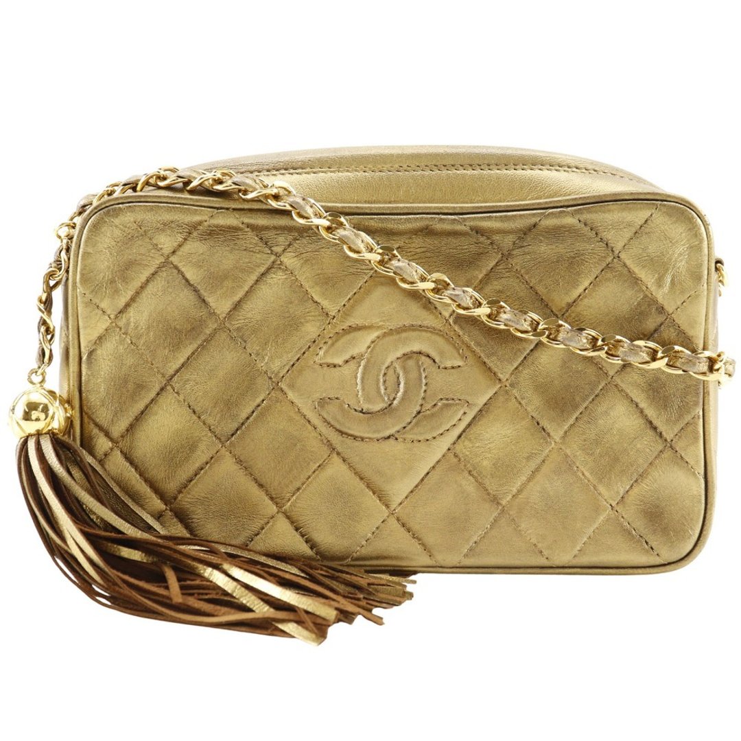 [日本直送] CHANEL 流苏链条单肩包 Matelasse A03727 小羊皮金女款 [二手] - 侧背包/斜挎包 - 真皮 金色