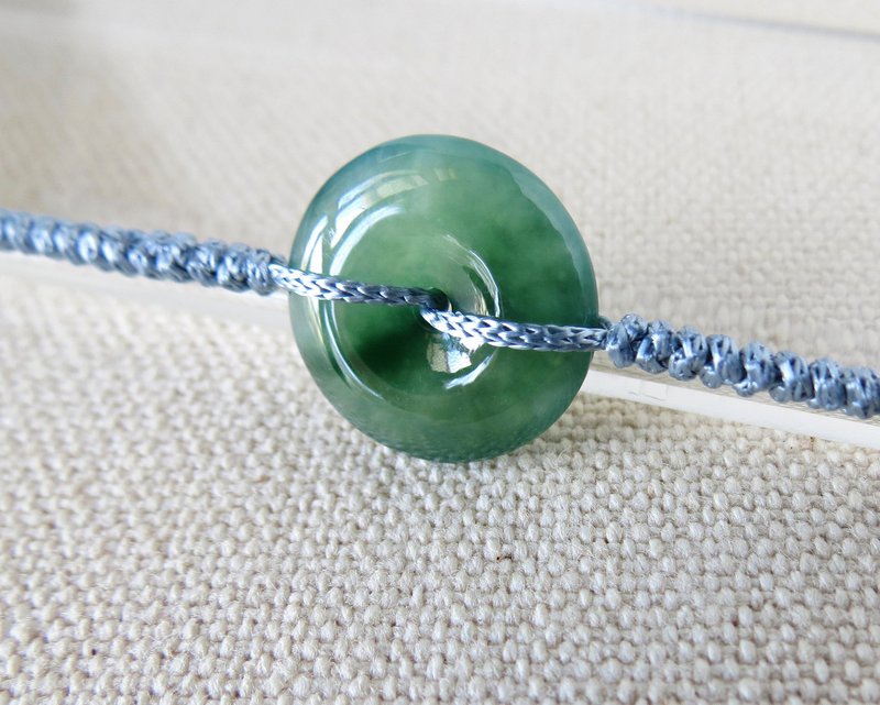 本命年【岁岁平安】冰绿飘花翡翠丝光编织手链SW78招财开运 - 手链/手环 - 宝石 多色