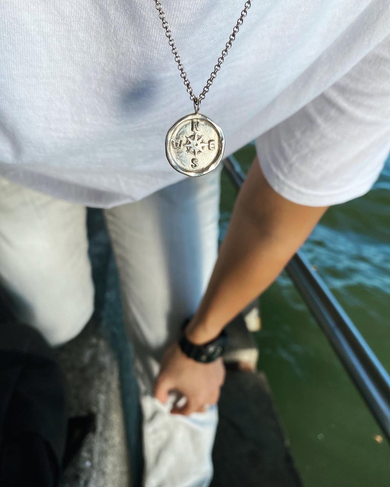 MIH 金工首饰 | 指引方向 指针罗盘纯银项链 compass necklace - 项链 - 纯银 银色