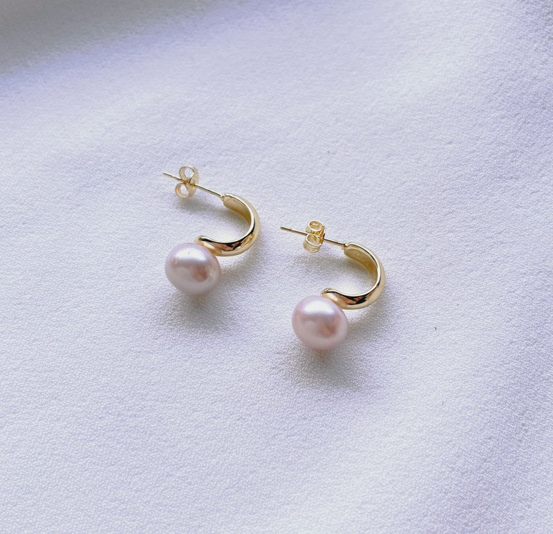 粉紫色淡水珍珠耳环-A款 - 耳环/耳夹 - 珍珠 紫色