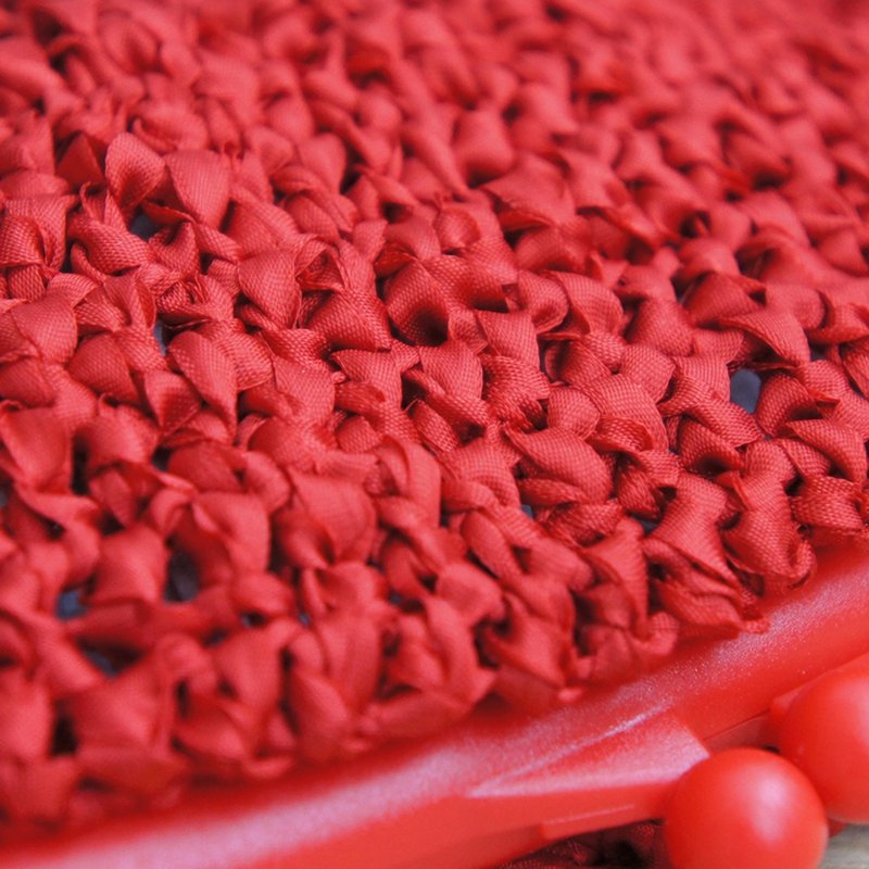 Ba-ba handmade Ribbon yarn crochet pouch  No.C1262 - 化妆包/杂物包 - 其他材质 红色