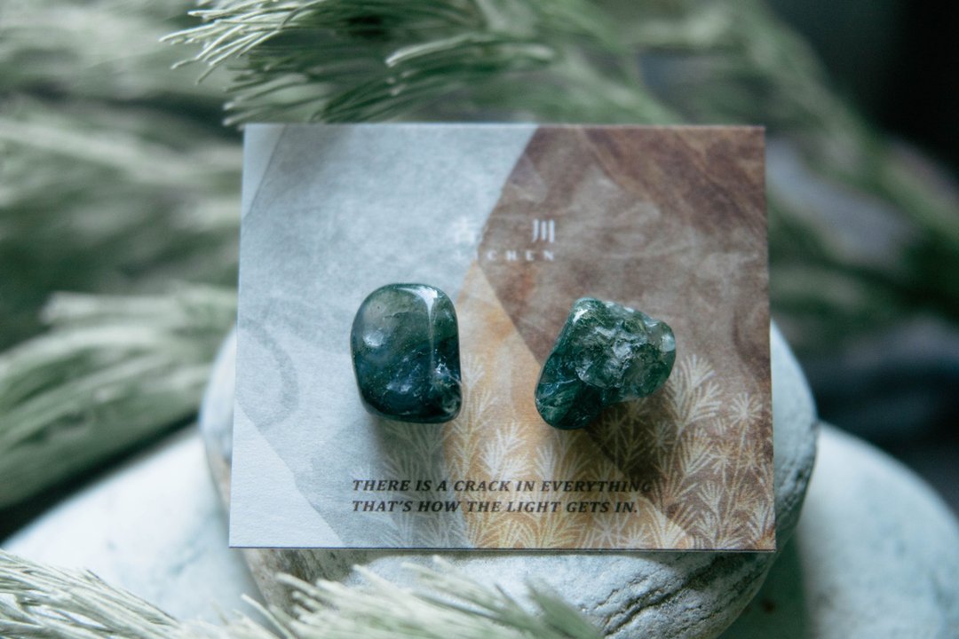 CRACK | 矿物系耳环 |  EARRINGS - 耳环/耳夹 - 玉石 绿色