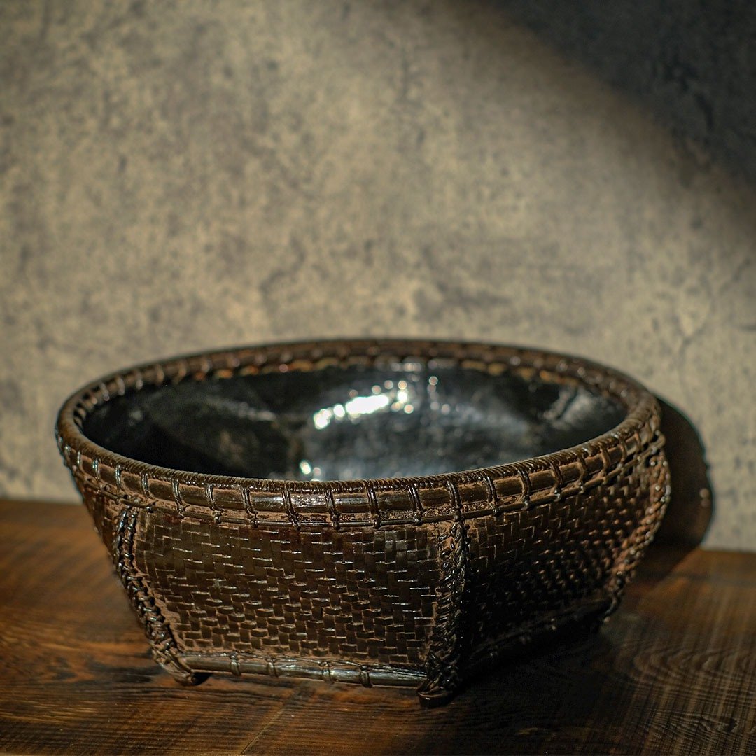 【日本古美术】茶道具 炭斗 炭笼 炭篮 乌府 - 茶具/茶杯 - 竹 