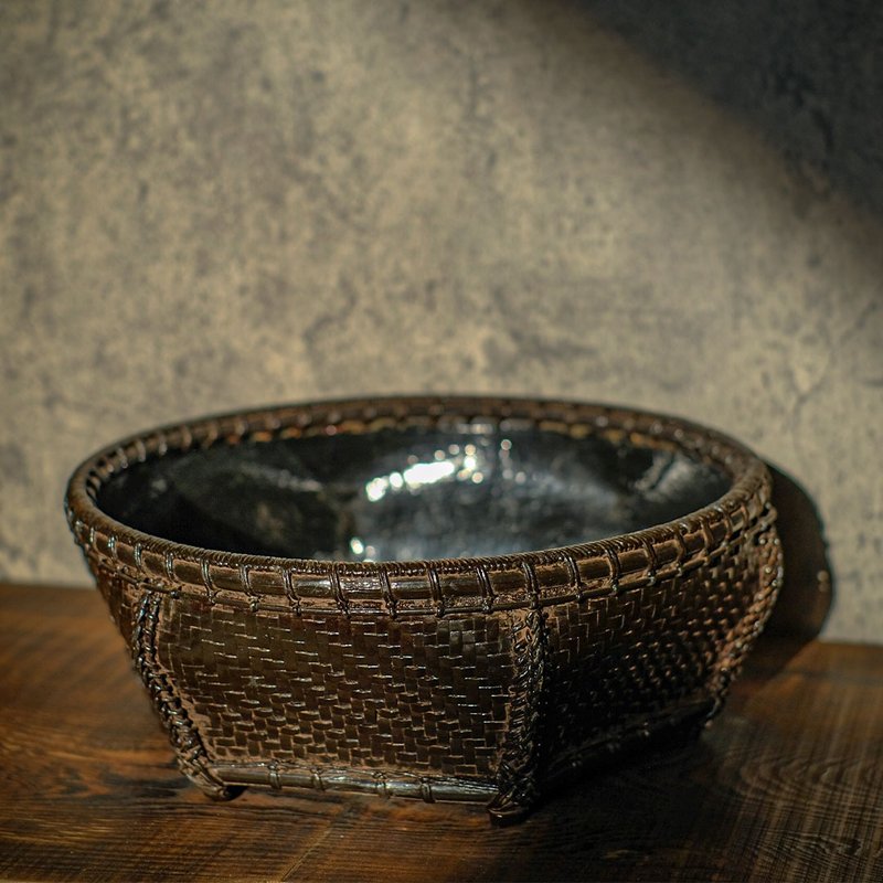 【日本古美术】茶道具 炭斗 炭笼 炭篮 乌府 - 茶具/茶杯 - 竹 