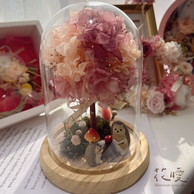 【花暧】绣球树下适合看书-永生花钟罩 - 摆饰 - 植物．花 